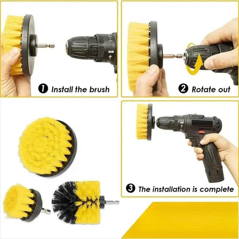 4Pcs Drill Brush Set Power Scrubber Cleaning Brush Kit For Tile Grout Tub Shower Bathroom Kitchen Floor Surface Washing