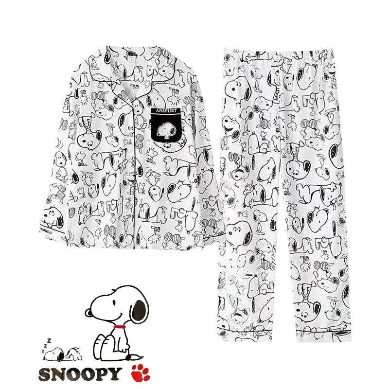 

Snoopy anime cartoon cute homewear creative personalised women spring and autumn long-sleeve long-pants pajama set gift
