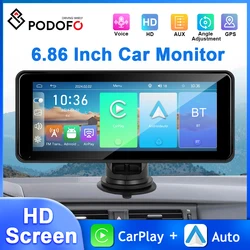 Podofo Carplay Smart Screen Player Android Auto 6.86'' Car Monitor AUX Audio Bluetooth EQ Dashboard Airplay Android Cast Car DVR