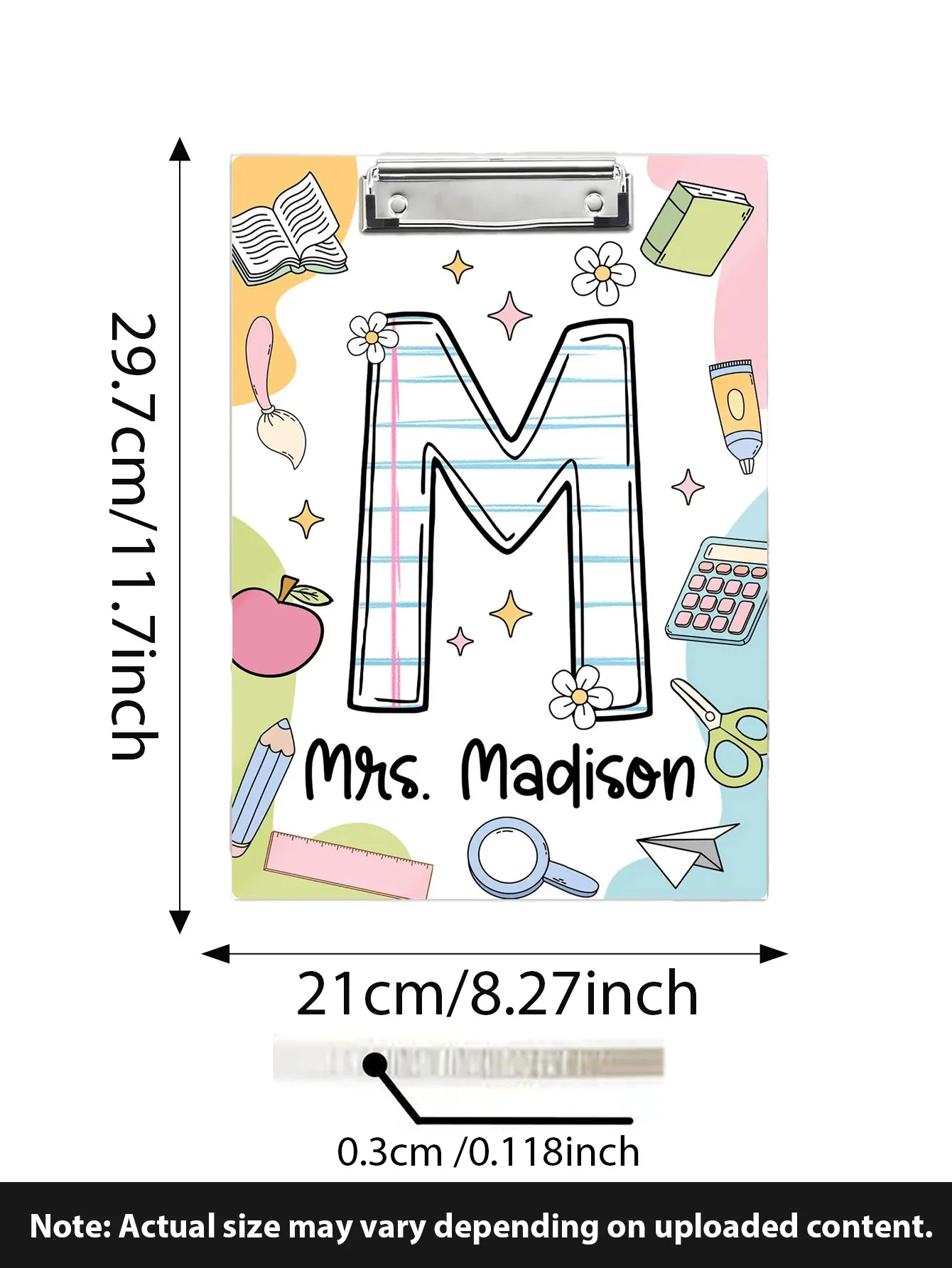 1PC Custom Folder - Personalized PMMA Transparent Pop Art Vibrant Laser Engraved Name, Title & Beautiful Letters  Gift