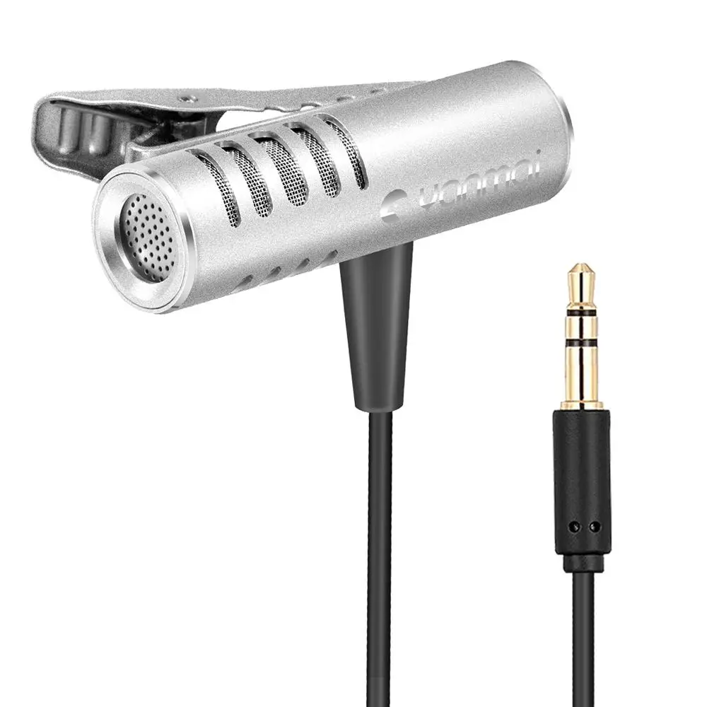 HAWEEL Professional Clip-on Lapel Mic Lavalier Omni-directional Double Condenser Microphone Silver Yanmai R933