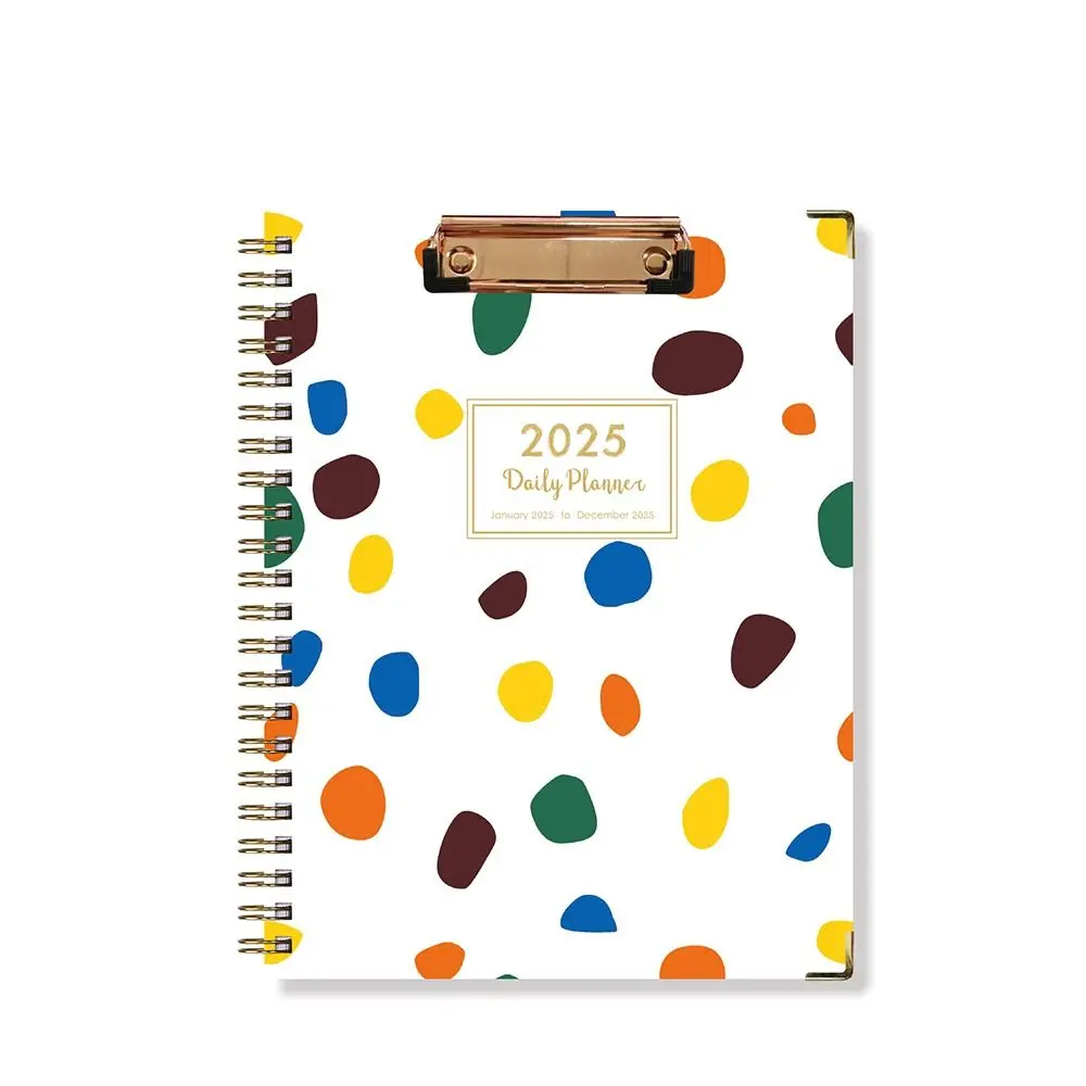 

With Plate Clamp 2025 English Agenda Book Daily Planner Loose-leaf Coil A4 Schedules Calendar Notepad Monthly Calendar
