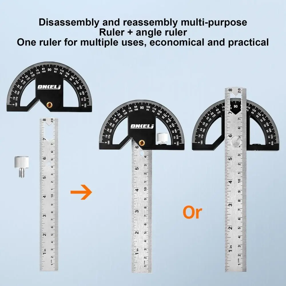 

8/12 Inch Angle Gauge Adjustable Angle Plate Multi-function Goniometer Ruler 180 ° Detachable Multi-angle Measurement Tools