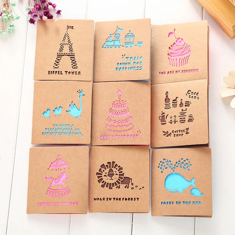 10pcs/Handmade Greeting Cards, New Year Cards, Hollowed Out Creative Love Gift Cards