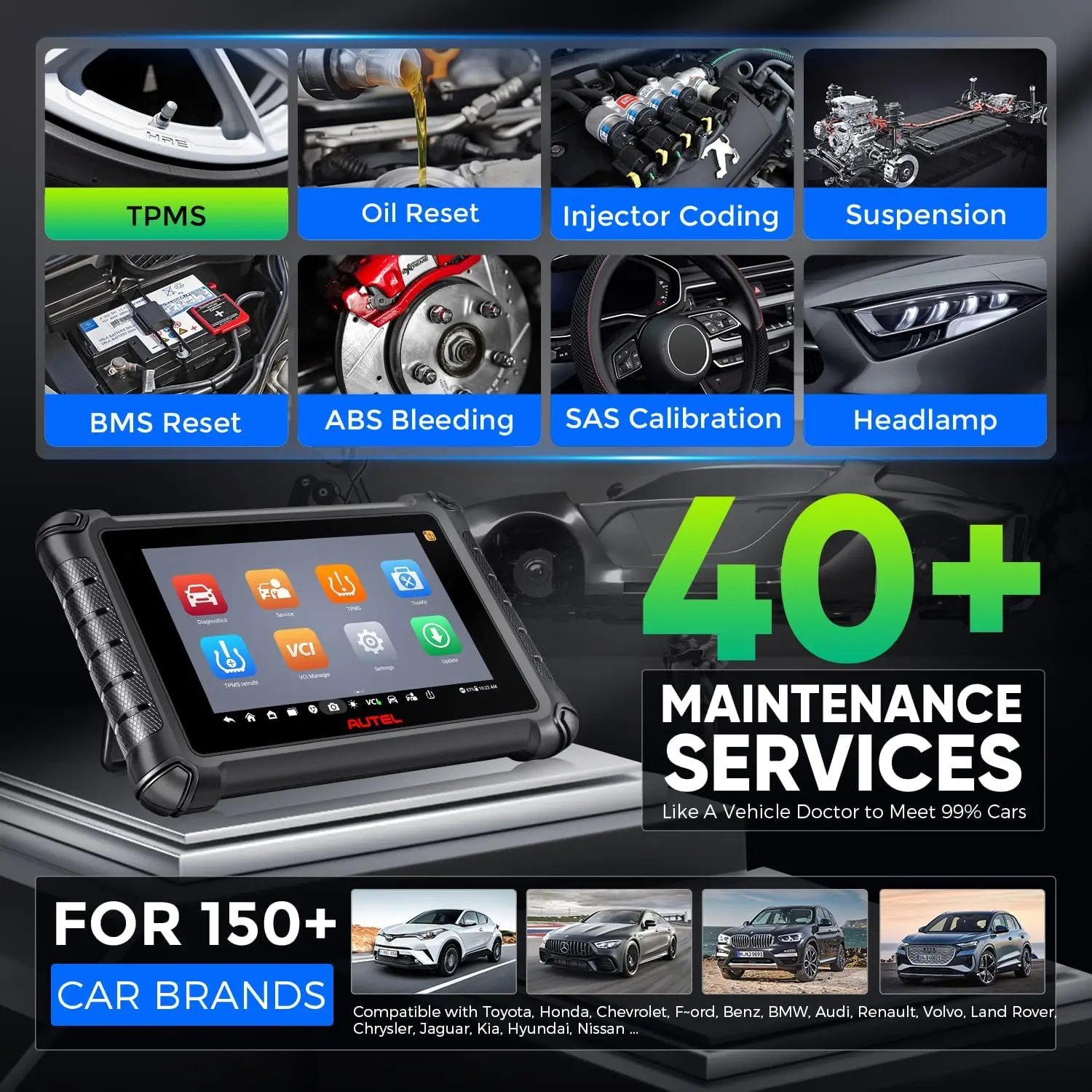 Autel MaxiCheck MX900TS MX900-TS الماسح الضوئي التشخيصي لجميع الأنظمة مع وظائف TPMS الكاملة والتحكم ثنائي الاتجاه 40+ خدمات #6