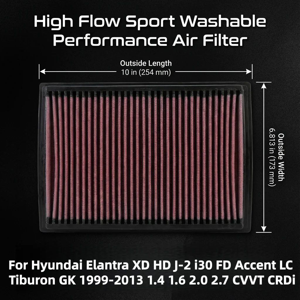 

Для Hyundai Elantra XD HD J-2 i30 FD Accent LC Tiburon GK 1999-2013 1.4 1.6 2.0 2.7 CVVT CRDi Высокопроизводительный спортивный воздушный фильтр 33-2201
