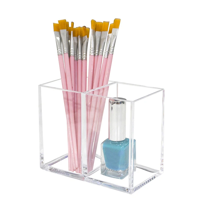 Eyebloguging-Porte-pinceau transparent à 2 grilles, boîte de rangement pour pinceaux, pour cosmétiques et maquillage