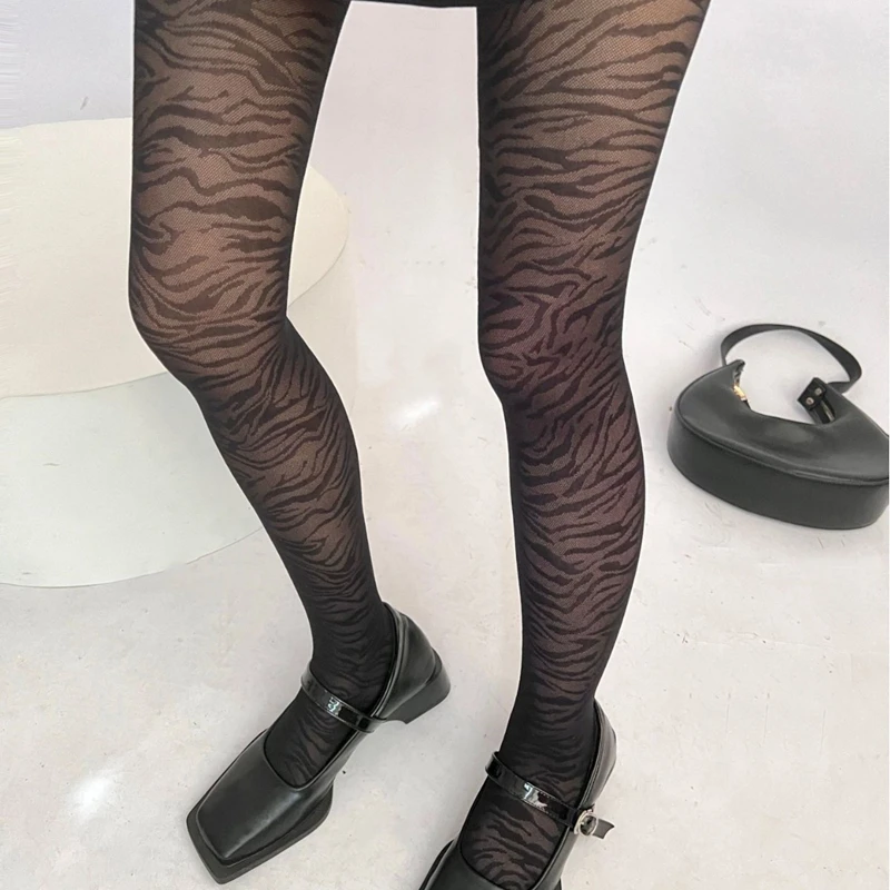 Sexy Striped Ladies Pantyhose Thin Black Zebra Pattern Personality Women's Tights Office Ladies Fashion Bottomed Leggings Woman