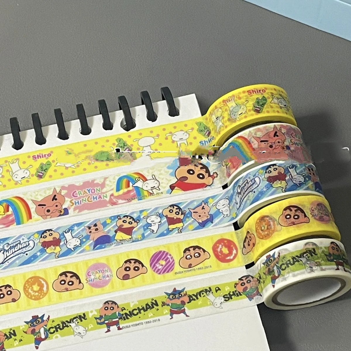 Bandai Crayon Shin Chan Kawaii Stickers Anime Cute Cartoon Adhesive Tape Self-Adhesive Ledger Decorative Dot Sealing Tape Toy