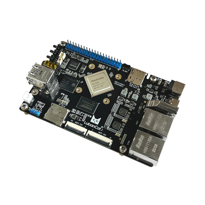 لوحة تطوير LubanCat 2 Rockchip RK3568 SBC 1TOPS NPU Dual Gigabit تدعم Ubuntu وDebian ونظام التشغيل Android