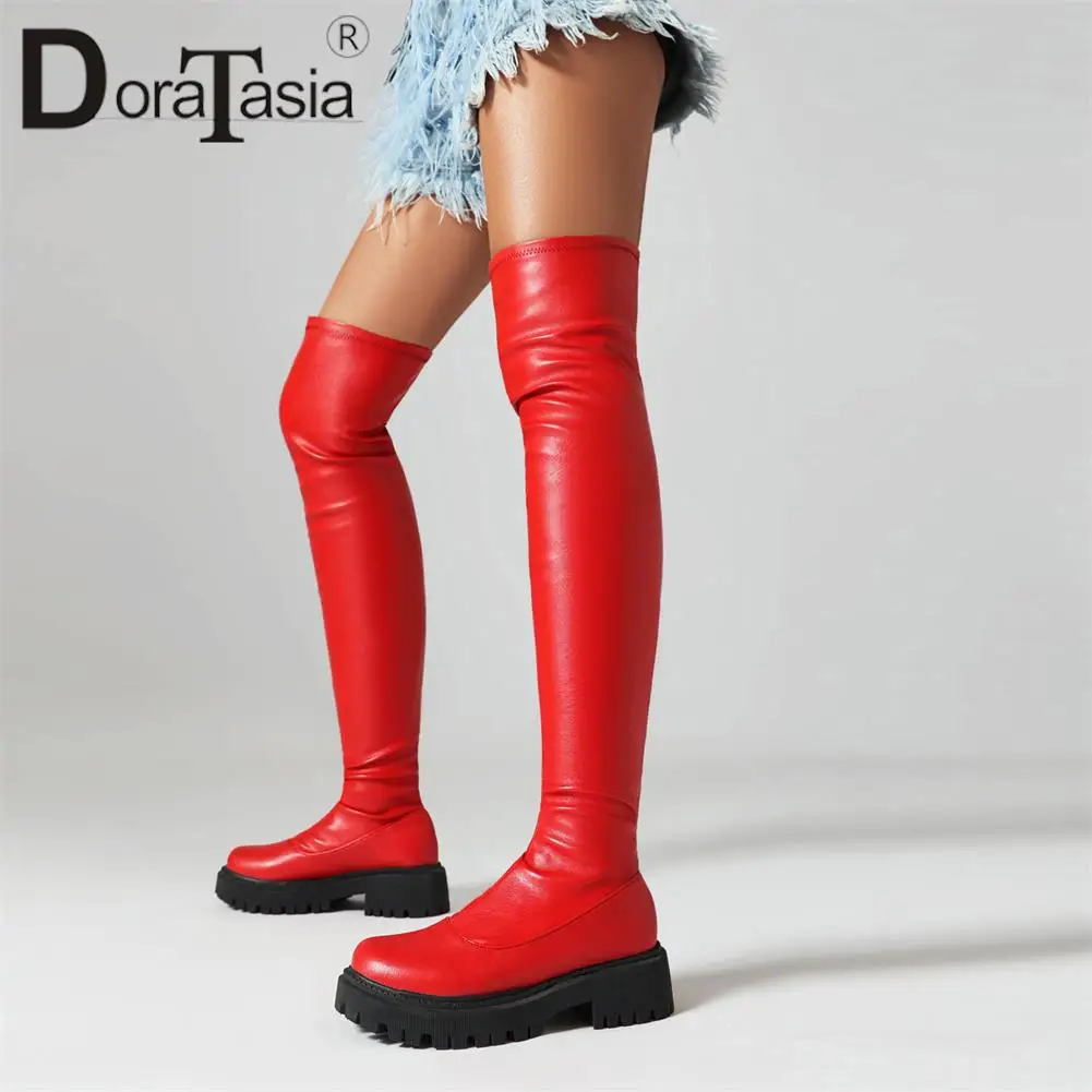 Brand New Female Platform Tthigh High Boots Fashion Zip Chunky Heels Over The Knee Boots Women Casual Party Office Woman Shoes