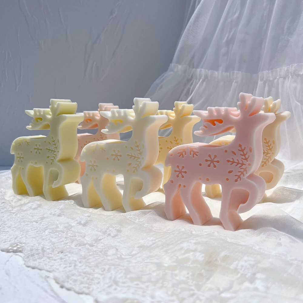 Christmas Reindeer Silicone Candle Mold Christmas Elk Silicone Mold Christmas Ornaments Fawn Soy Wax Silicone Mould Xmas Decor