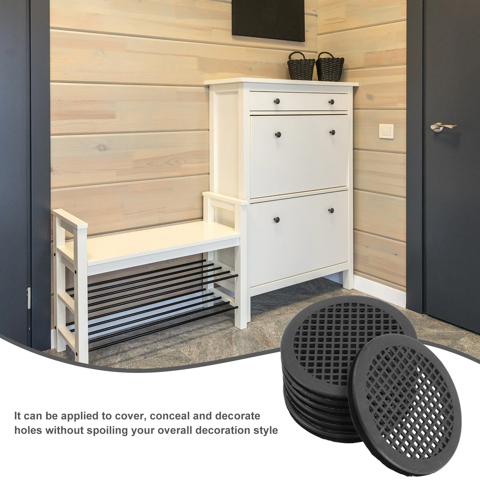 

10Pcs Plastic Round Air Vent Hole Covers Wardrobe Cabinet Ventilation Covers Furniture Vent Mesh Hole Plugs Soffit Vents