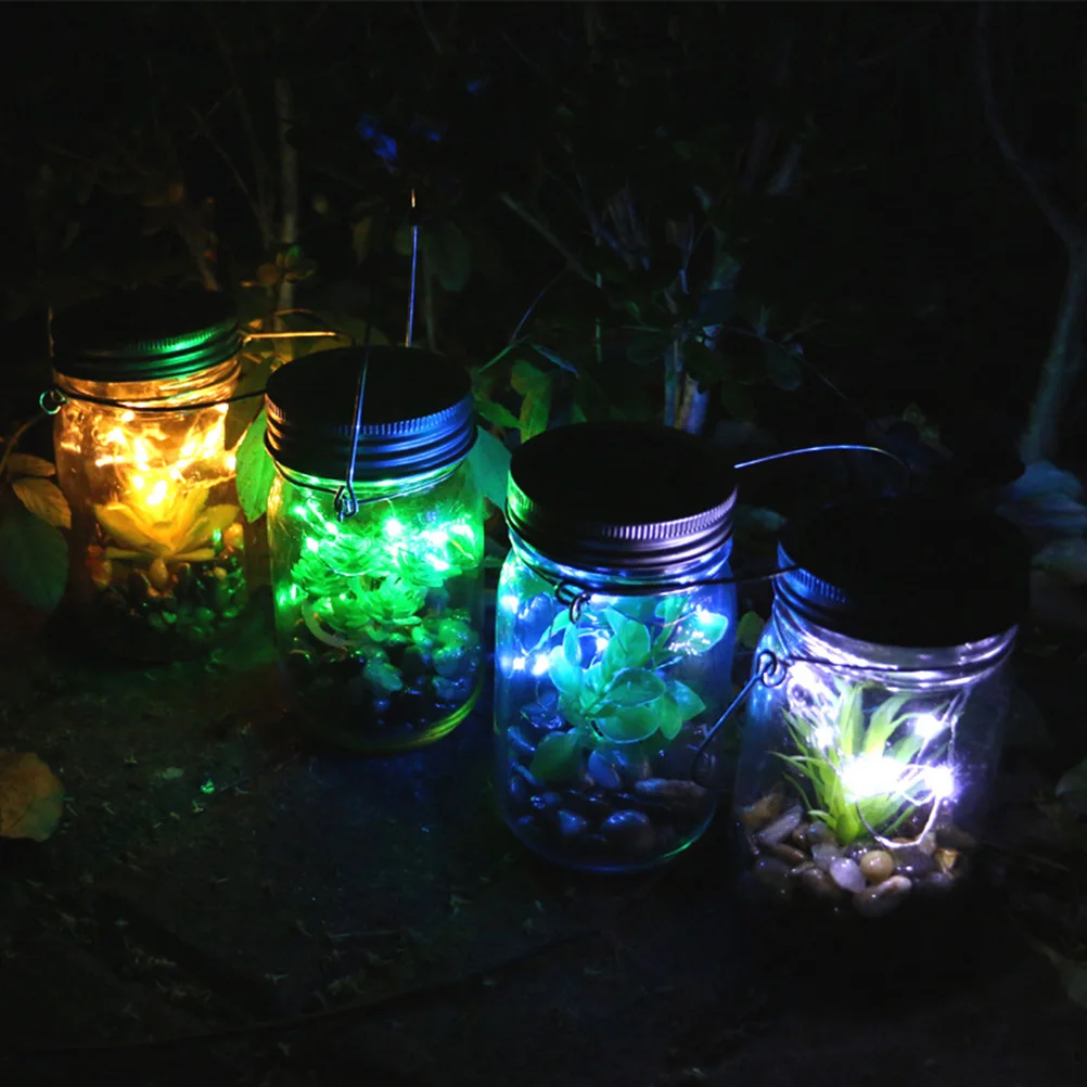 

Solar Jar Lights Green Plant Durable Glass Bedroom Nursery Study Living Room Outdoor Garden Porch Doorway Night Lamp