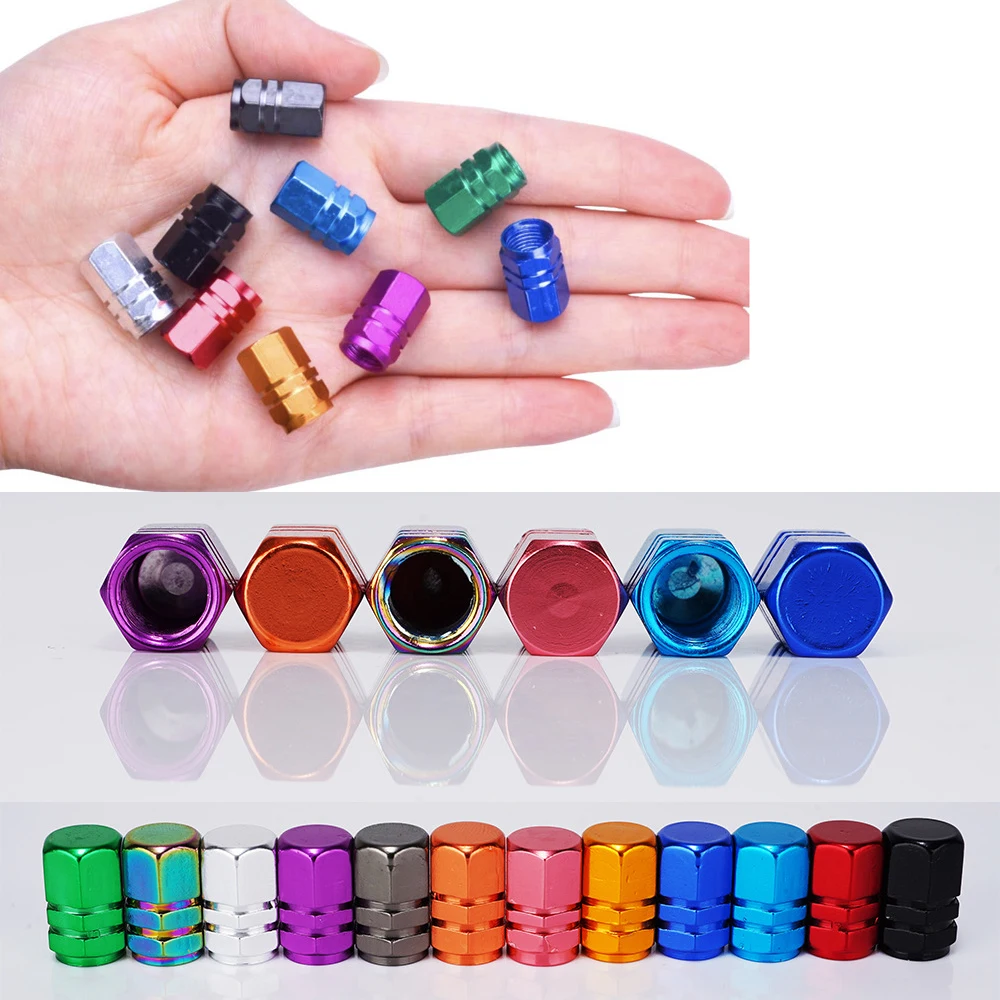 4Pcs Car Tire Valve Stem Caps Car Wheel Tire Cover Aluminum Alloy Valve Caps Tyre Stem Air Cap Auto Tire Dust Cap for Bike Motor