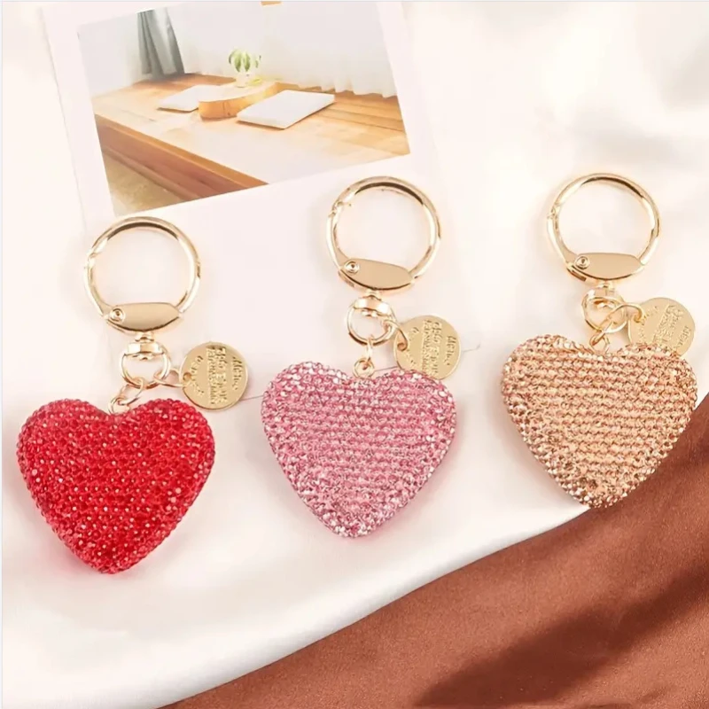 Elegant Heart Rhinestone Phone Charm Keychain Bling Durable Ornament Gift for Women Mother's Day Birthday Back to School