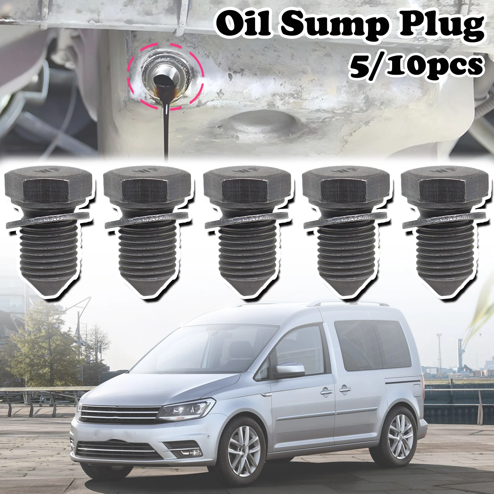 

5/10pcs Car Engine Oil Sump Pan Plug M14x1.5x22 Drain Seal Washer Screw Thread For VW Golf MK4 Polo Passat Transporter T4 T5 T6