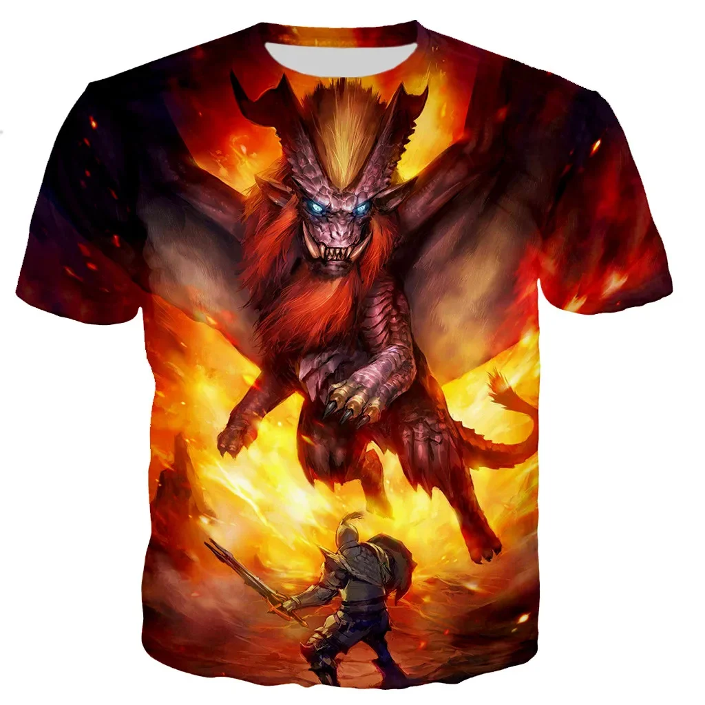 2025 New Fashion Monster Hunter T-shirt T-shirt Stile Casual 3D Tempo Libero Stampa Animazione Top