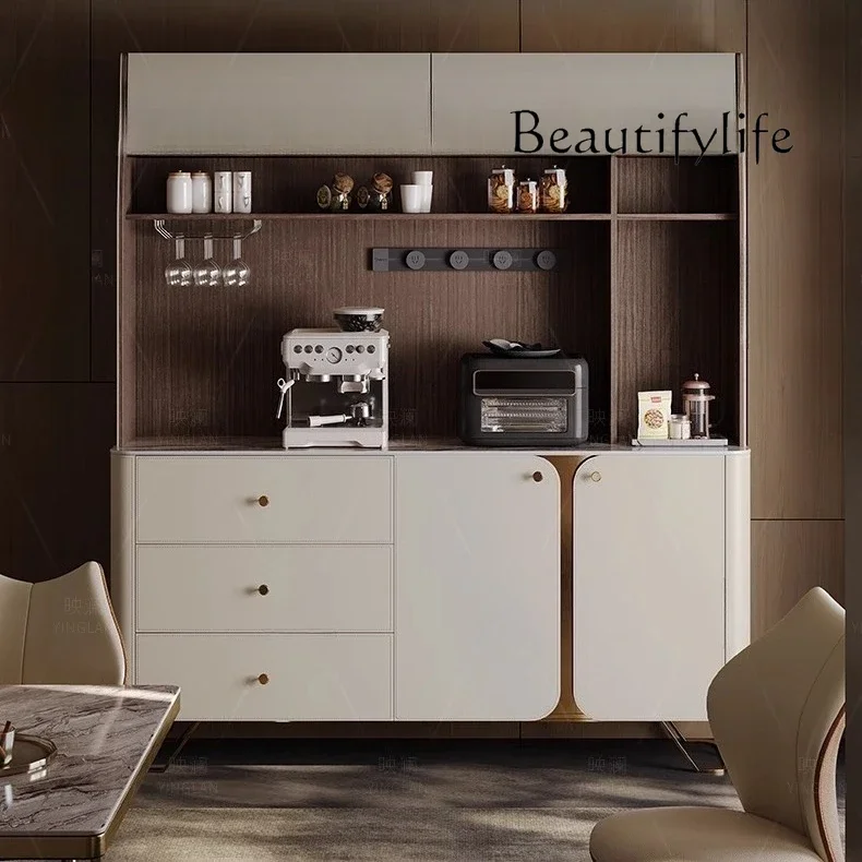 

Light luxury high-end double-layer integrated wall modern simple multi-functional custom Italian tea cabinet