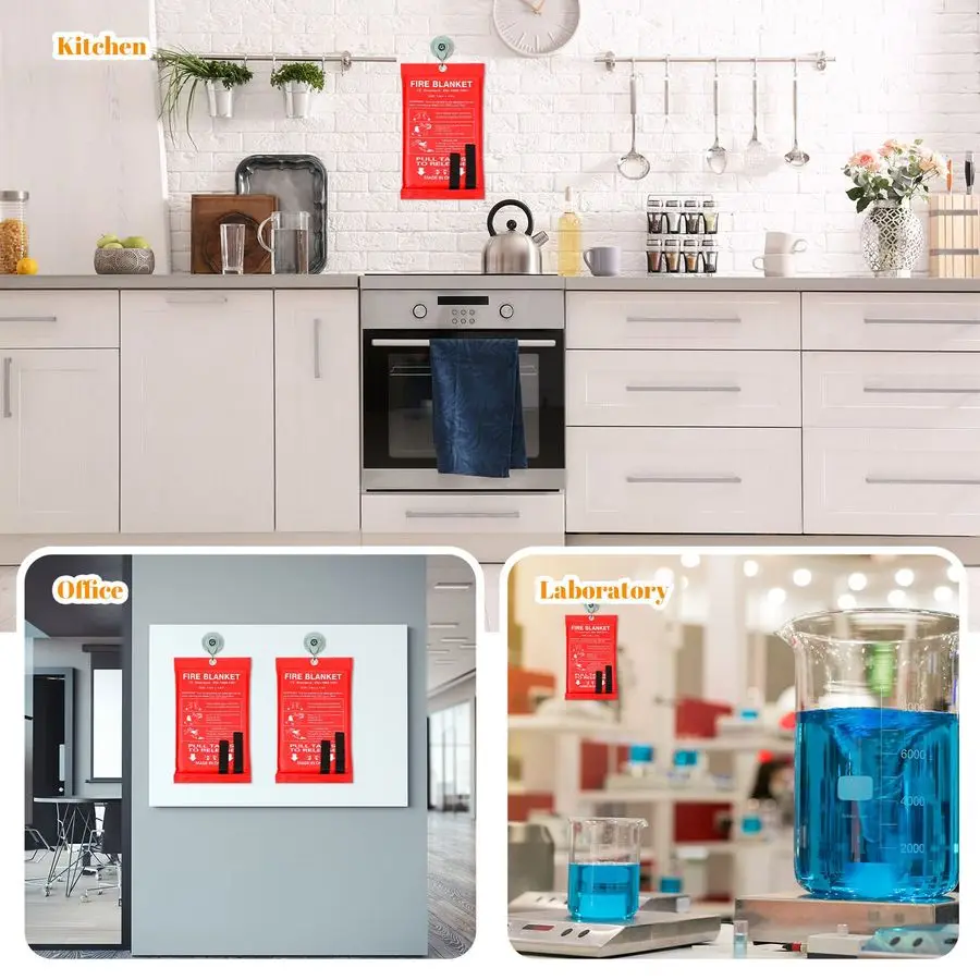 15 Pcs Fire Blanket Fiberglass Fire Emergency Flame Retardant Safety Fireproof Safety Suppression Cover Blanket for Kitchen, Hom