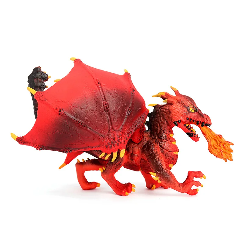 Modelo animal de simulación, dragón de lava occidental warcraft, dragón volador, dinosaurio estático sólido, juguete, regalo de cumpleaños para niños