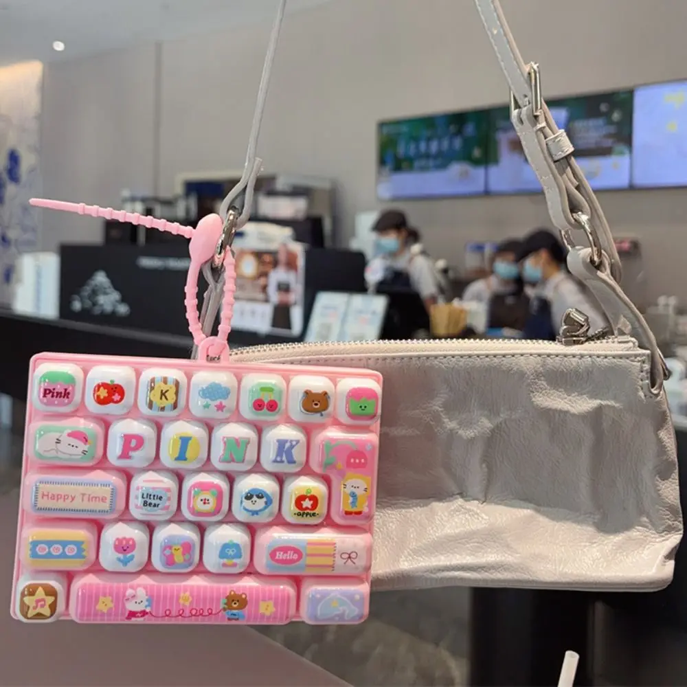 Cute 26-key Keyboard Keychain Pressable Keys Clear Key Sounds Press Button Hanging Loop Keyboard Fidget Gifts
