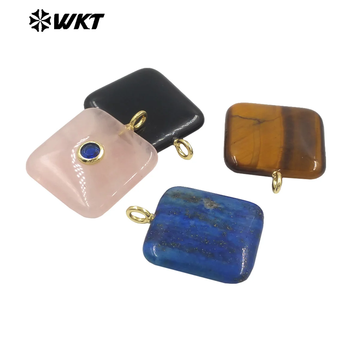 

WT-P2023 New French-style Natural Gemstone Cubic Zircon Square Shape Pendant With Real Gold Plated For Women ACC