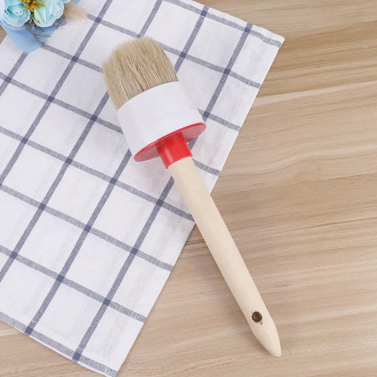 

Round Head Paint Brush Natural Bristle Wood Handle Anti-Slip For Car Wash Touchup Industrial Use Multi-Purpose Cleaning