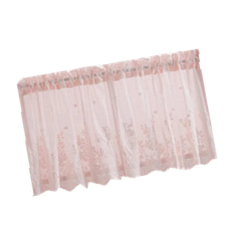

Short Lace Half Curtain Premium Polyester Soft Ventilated Window Decorative Shade Curtain Pink 137x61cm for Home Kitchen Balcony