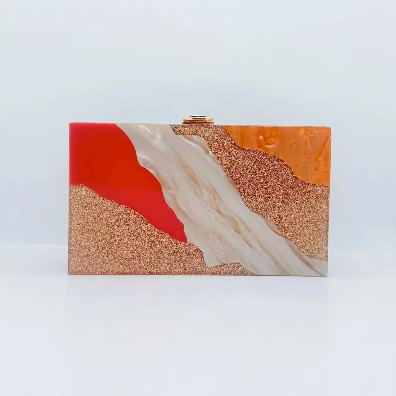 

Женский роскошный контрастный цветной лоскутный блестящий акриловый клатч с металлическим замком, квадратный твердый футляр, вечерняя сумка для вечеринки, банкета