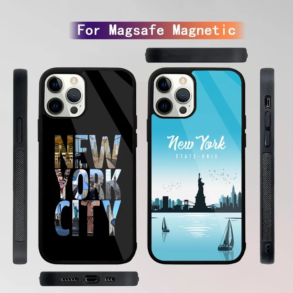 NEW YORK Statue Of Liberty Phone Case For iPhone 15,14,13,12,11,Plus,Pro,Max Mini Magsafe Magnetic Wireless Charging