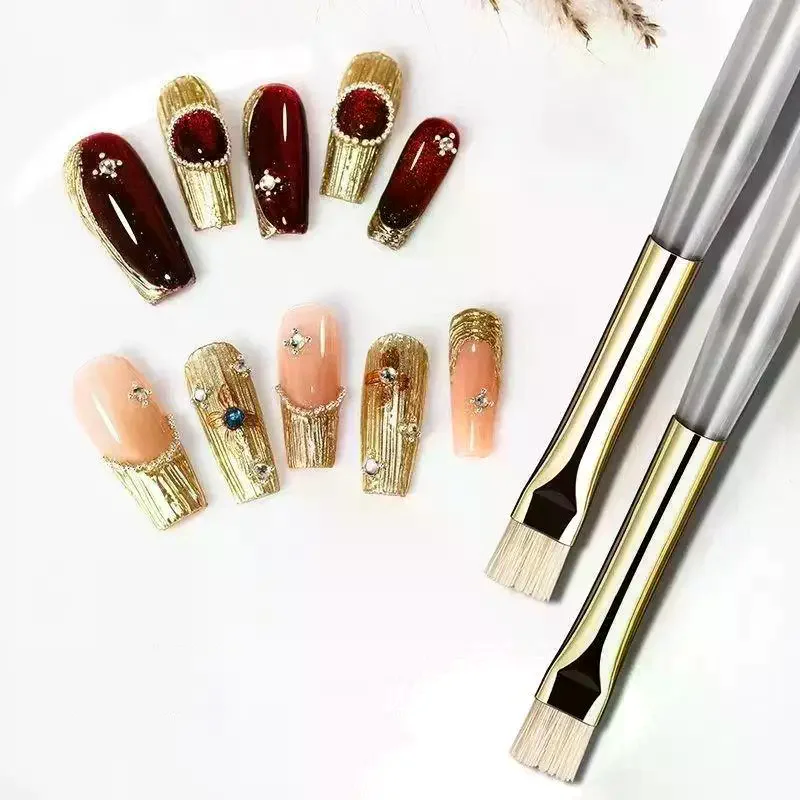 /JCS/2Pcs Nail Art Brush Multifunctional Stripe Liner Brushes Modeling Water Ripple DIY Design Hard Bristle Brush Nail Art Tool