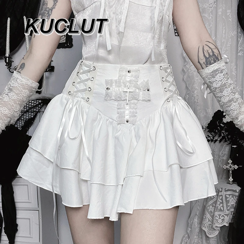 

Модная летняя короткая юбка в стиле субкультуры для девочек в полупанк, однотонная повседневная простая юбка Y2K с высокой талией для женщин