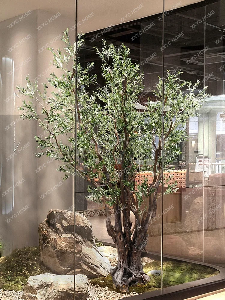 Árbol de imitación de raíz seca de pila antigua, diseño de árbol grande de madera maciza, árboles falsos, decoración en el suelo, planta verde