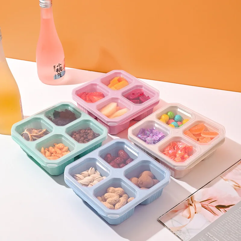 1 Layer Stackable Multi-color  straw Lunch  Integrated Snack Containers Cardboard food tray Meal prep Cake container Bento box