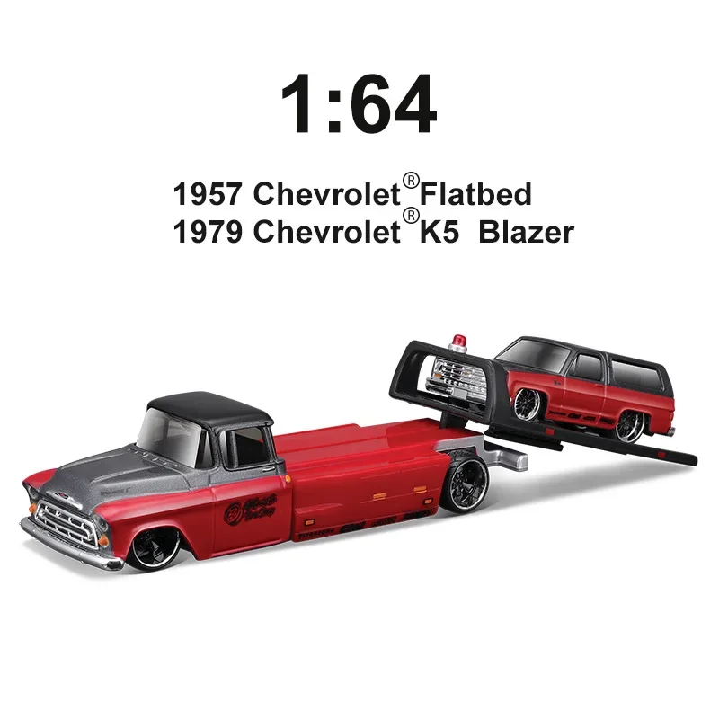 Maisto 1:64 1979-Chevrolet-K5-Blazer 2021 Ford Bronco-Wildtrak 1993 Ford SVT Cobra Alloy Trailer Model Children\'s Toys Gift