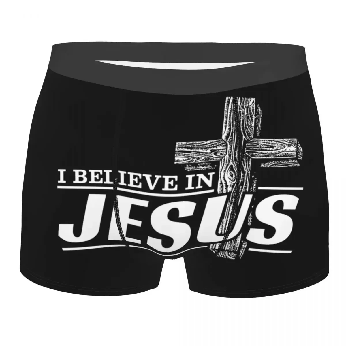 Male Fashion I Believe In  Christ Underwear Cristianity Faith Boxer Briefs Stretch Shorts Panties Underpants