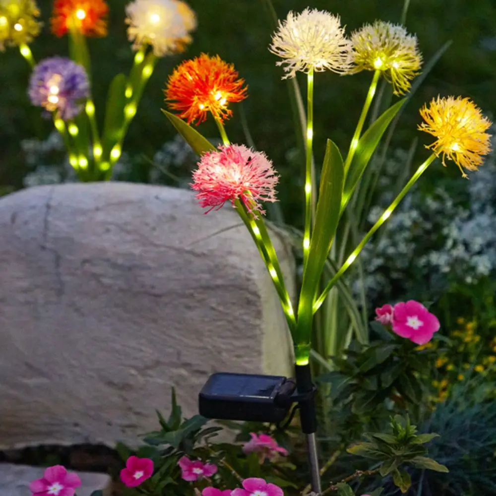 Flowers 5 Head Solar Outdoor Lights IP65 Waterproof Powered Solar Powered Lights Swaying Decorative Solar Swaying Flowers Yard