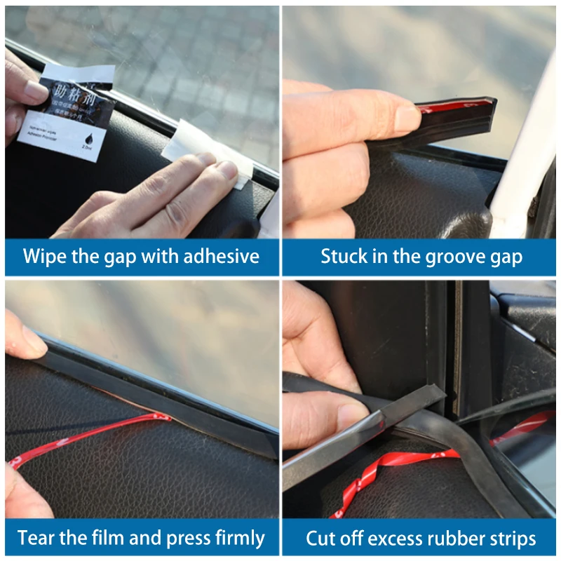 BLALION  Car Window Seal Strip 7-Shape Auto Rubber Side Window Gap Filler Noise Insulation Waterproof Windproof Sealing Strips