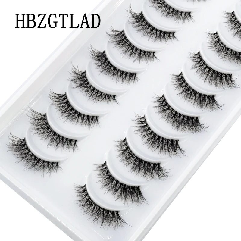 New 10pairs half/full eye Mink Eyelashes Clear Band Eye Lashes Natural Long Invisible Band False Eyelashes Handmade Upper Lashes