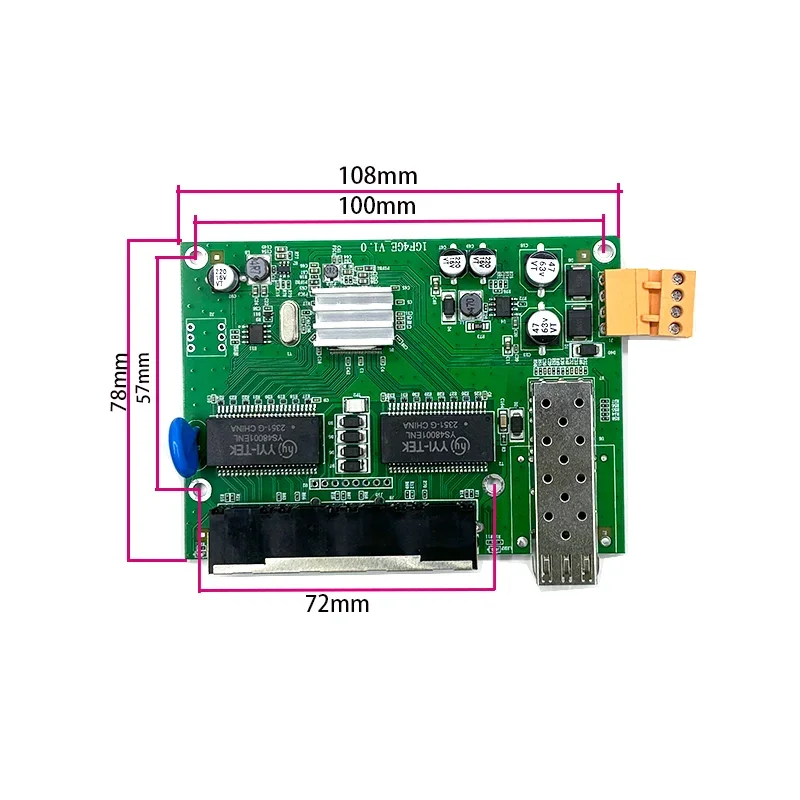 Módulo de interruptores industriales de red ethernet sfp, 4 puertos, 0/100/1000M, 9V-54V, 1 puerto