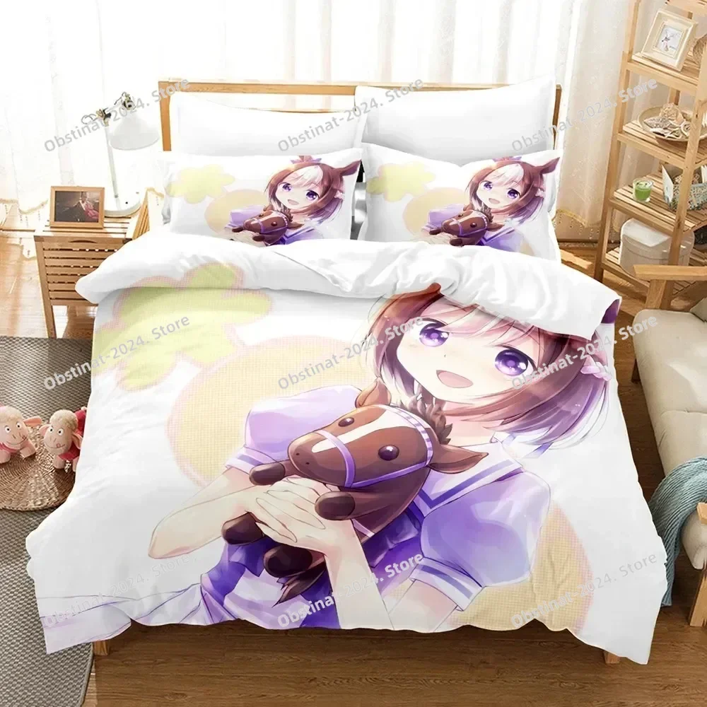 

3D Anime Pretty Derby Bedding Set Printed Bed Set With Pillowcase Bed Duvet Cover Single Double Queen Super King Size Kids Adult