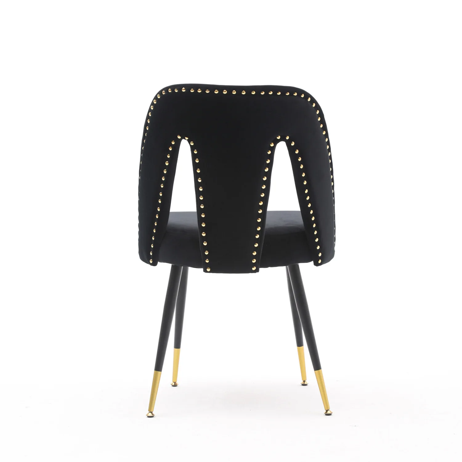 A&A Furniture,Akoya Collection Modern Contemporary Velvet Upholstered Dining Chair with Nailheads and Gold Tipped Black Metal Le