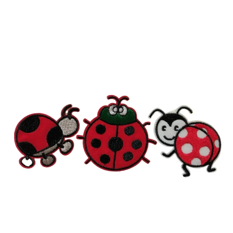 50pcs/Lot Anime Embroidery Patch Red Ladybug Animal Insect Dress Shirt Kids Clothing Decoration Accessory Craft Diy Applique