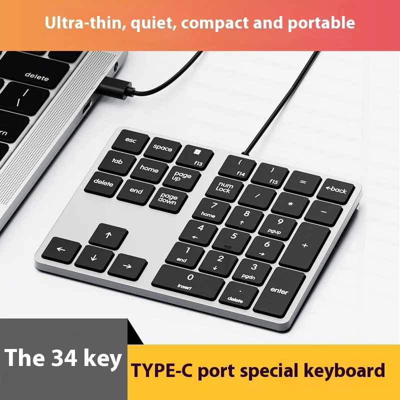 YOAINGO TYPE-C interface 34 keys Professional Accounting Finance Keypad Wired laptop Apple Mac  Mini keyboard 34keys Christmas