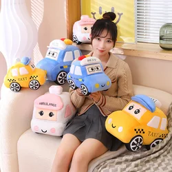 30/40CM New Cars Peluche Toys Kawaii Police Cars Ambulances Taxis Plushie Dolls Stuffed Soft Toy Kids Baby Creative Gift