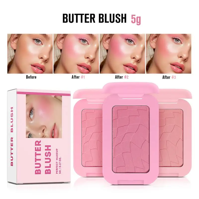 Beauty Blush Palette High Pigment Facial Blush Powder dla kobiet Długotrwała paleta róży do twarzy o zapachu masła Odporny na pot róż do twarzy