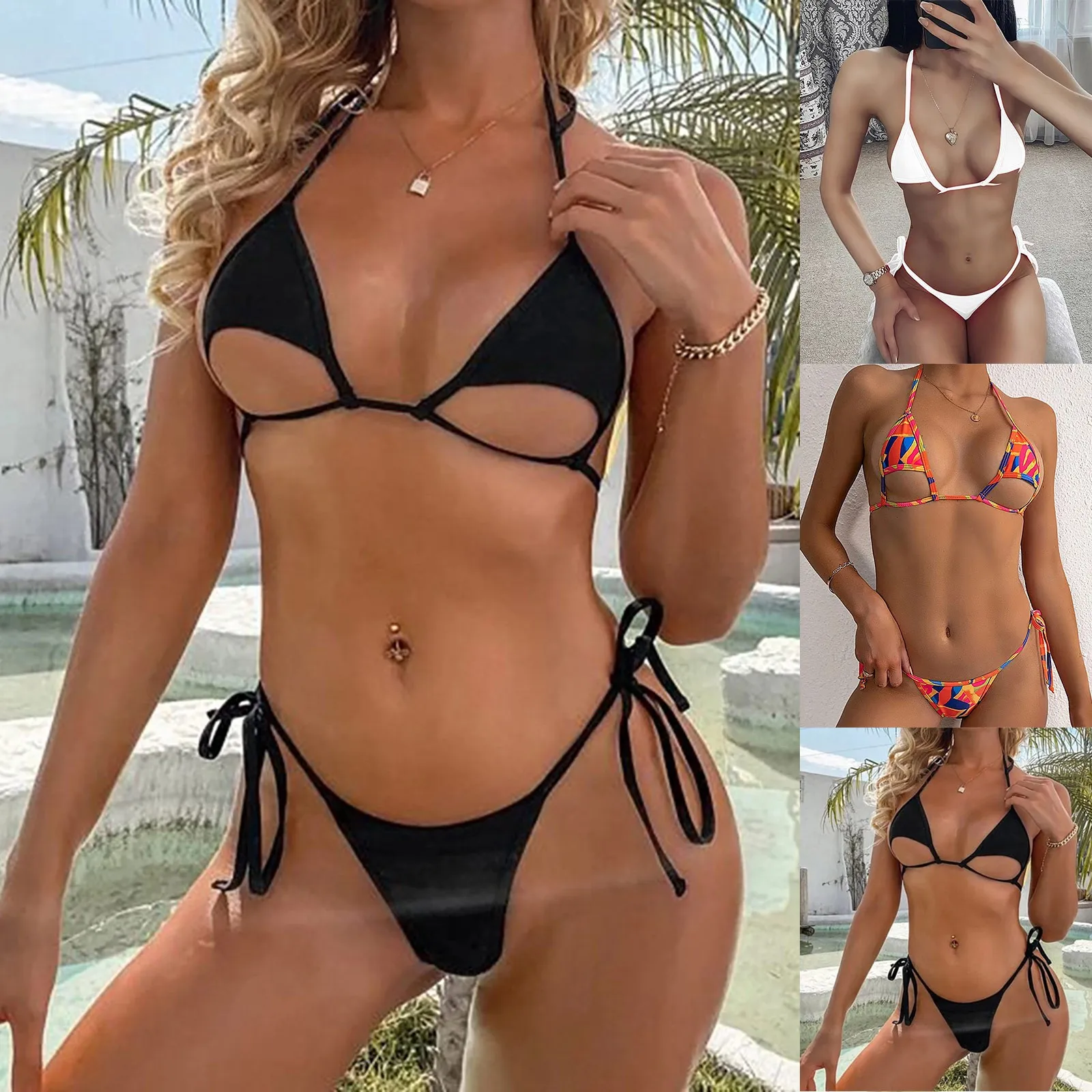 

Suit Set For Women Bikini Super Sexy Three Point Lace Swimsuit Underwear Lace Up Thong Split Bathing Suits Seaside Beachwear