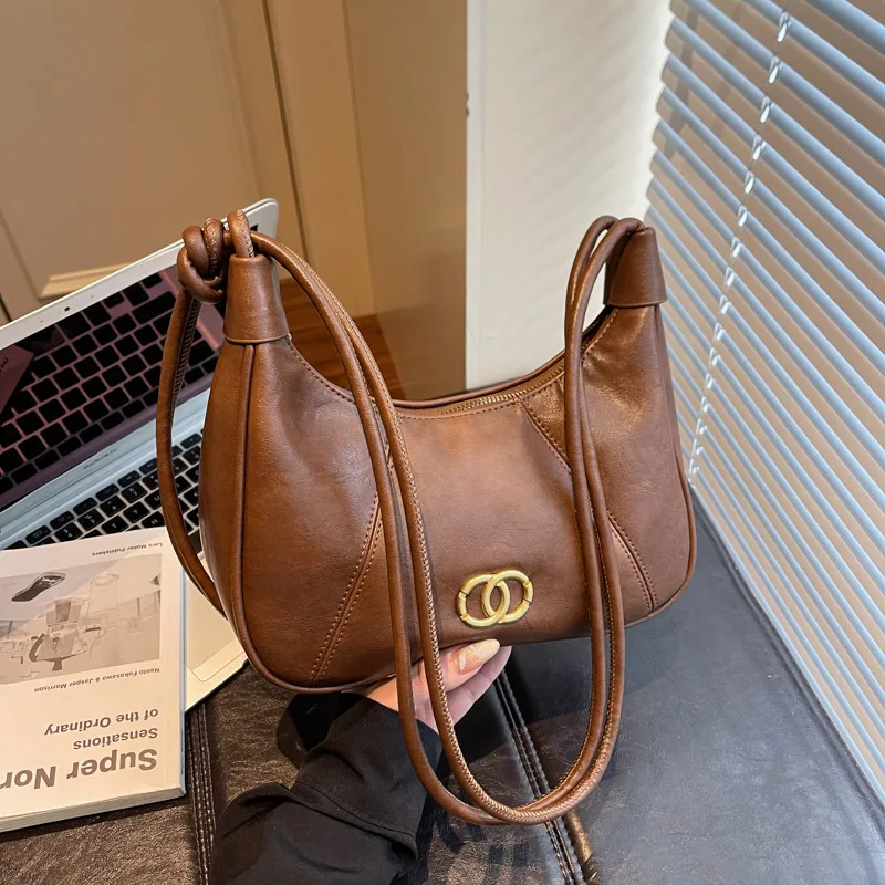 

Винтажная кожаная сумка через плечо 2025 года, роскошная женская сумка через плечо, нишевая сумка через плечо, мягкая сумка «день-ночь», шикарная сумка на ремне