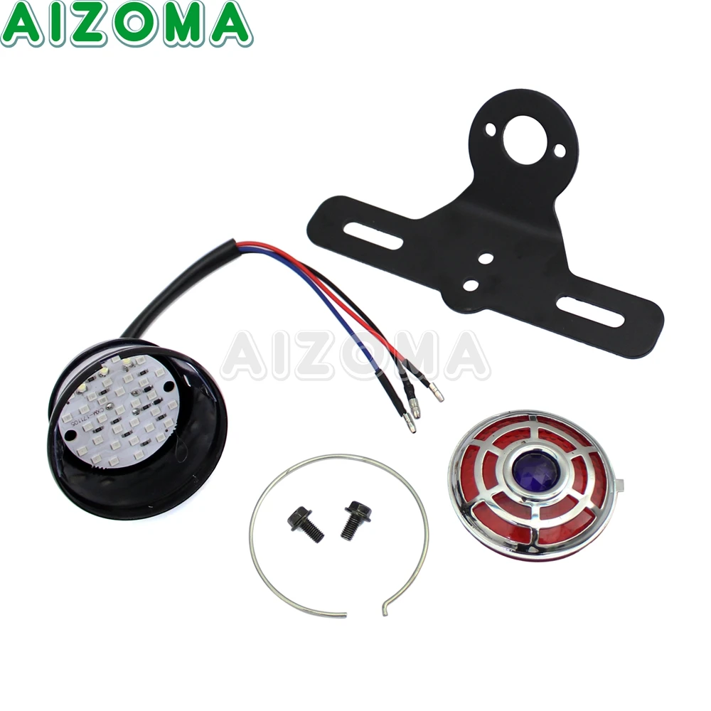 Retro Motorcycles Custom License Plate Taillight 12v LED Brake Taillamp For Harley Yamaha Honda XS650 Cafe Racer Universal Light